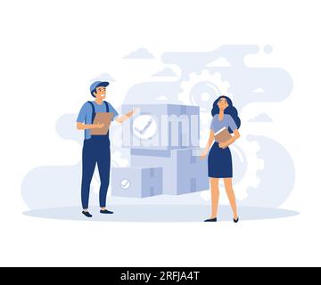 Customer support, express delivery service, transportation business, order received, flat vector modern illustration Stock Vector