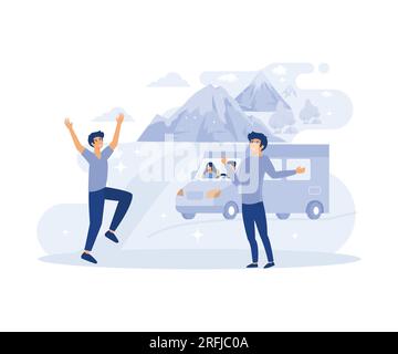 School environment concept, Socialization of pupils, student club, field trip, social interaction. flat vector modern illustration Stock Vector