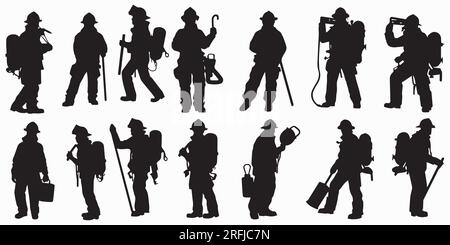 A set of silhouette oxygen cylinder vector illustration Stock Vector