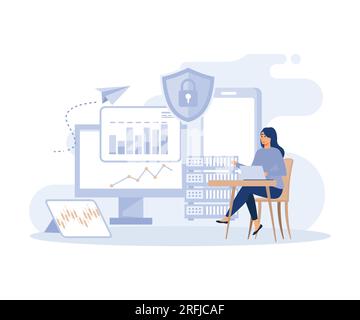 hacker attack concept, database security, phishing, hackers stealing personal data, flat vector modern illustration Stock Vector