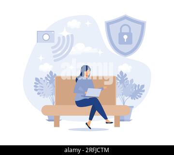 Home technologies concept, smart house appliance automation, mobile application, flat vector modern illustration Stock Vector