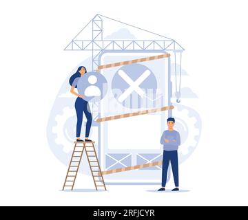 website maintenance, coding and programming, under maintenance, technology, software development, flat vector modern illustration Stock Vector