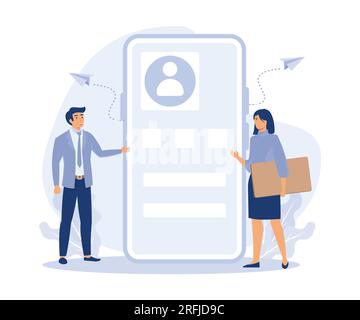 Social Network Development, Colleagues Discussing user Interface Design, flat vector modern illustration Stock Vector