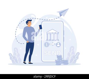 Mobile banking modern concept, Financial account service online, flat vector modern illustration Stock Vector