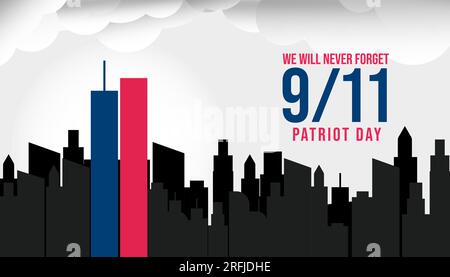 vector 9 11 patriot day background illustration in flat style Stock Vector