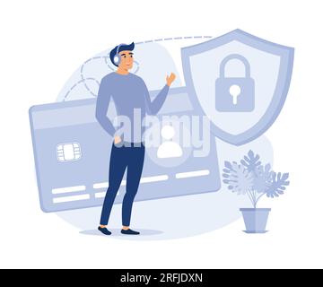 Security and identity verification, Smart ID card, electronic opening system, video surveillance, flat vector modern illustration Stock Vector