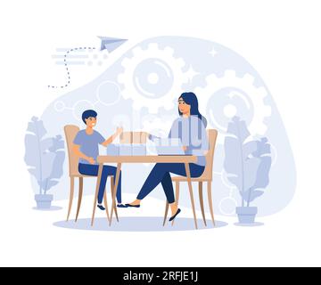 Child psychology, Social-emotional development, social interaction skills, ADHD, flat vector modern illustration Stock Vector