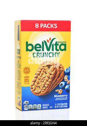 IRVINE, CALIFORNIA - 3 AUG 2023: A box of belVita Crunchy Breakfast Biscuits Blueberry flavor. Stock Photo