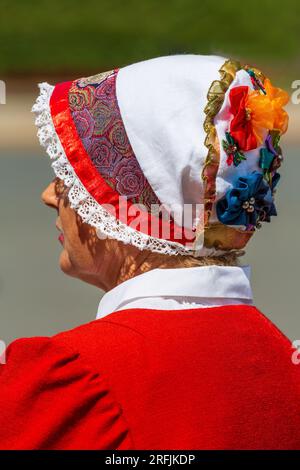 Woman in traditional Latvian dress, Riga, Latvia, Europe Stock Photo