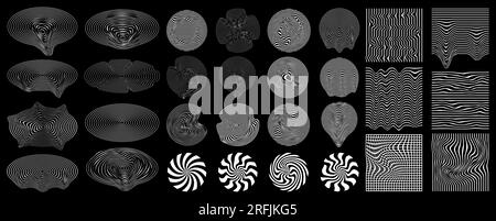 Retro futuristic Y2k abstract geometric shapes, design elements for posters, banners, t-shirt print Stock Vector