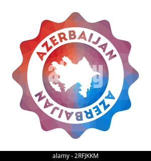 Azerbaijan low poly logo. Colorful gradient travel logo of the country in geometric style. Multicolored polygonal Azerbaijan rounded sign with map for Stock Vector