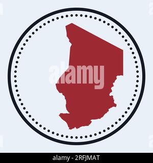 Chad round stamp. Round logo with country map and title. Stylish minimal Chad badge with map. Vector illustration. Stock Vector