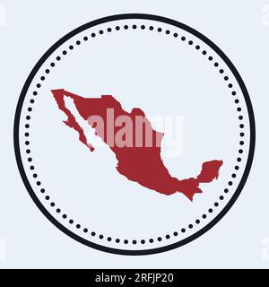 Mexico round stamp. Round logo with country map and title. Stylish minimal Mexico badge with map. Vector illustration. Stock Vector