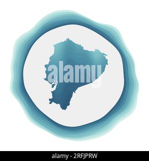 Ecuador logo. Badge of the country. Layered circular sign around Ecuador border shape. Beautiful vector illustration. Stock Vector
