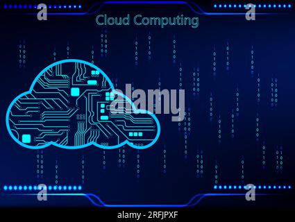 Abstract futuristic Cloud computing technology concept, dark blue background Vector illustration Stock Vector