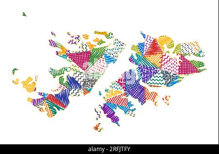 Kid style map of Falklands. Hand drawn polygons in the shape of Falklands. Vector illustration. Stock Vector