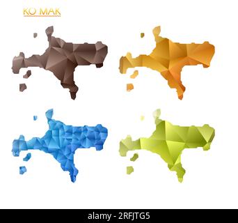 Set of vector polygonal maps of Thailand. Bright gradient map of the ...