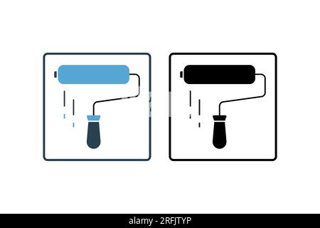 Paint Roller icon. icon related to painting. used in house painting. solid icon style. Simple vector design editable Stock Vector