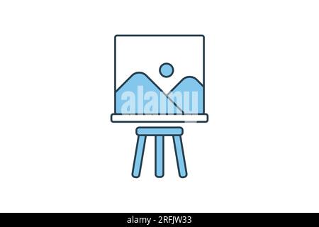 Canvas board icon. icon related to painting. Painting surface. flat line icon style. Simple vector design editable Stock Vector