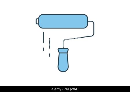 Paint Roller icon. icon related to painting. used in house painting. flat line icon style. Simple vector design editable Stock Vector