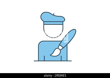 Painter icon. icon related to painting. flat line icon style. Simple vector design editable Stock Vector