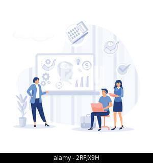 People and clipboard with financial document. Accounting business plan, flat modern vector illustration Stock Vector