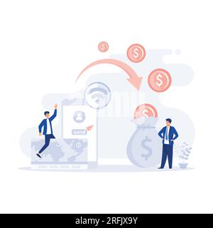 Financial transactions. Pos-terminal and payment systems, flat modern vector illustration Stock Vector