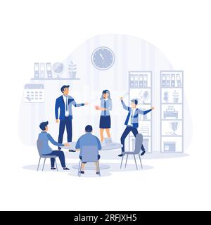 Group of business people having a meeting around a conference table, flat modern vector illustration Stock Vector