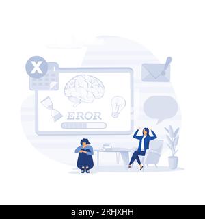 Concept Showing a group of people having stress moment chasing deadline, Suitable for landing page, Suitable for landing page. flat modern vector illu Stock Vector