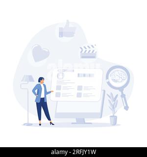 Blog Creation, Starting Personal Lifestyle Vlog, Live Video Streaming Channel Launch Concept, flat vector modern illustration Stock Vector