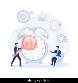 Businessman Talking Time Management Business Strategy Illustration, flat vector modern illustration Stock Vector