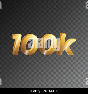 100k golden 3D text effect  png eps10 images Stock Vector