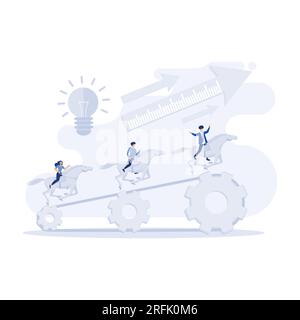 Creative Idea Teamwork Concept. Cooperation Leadership Metaphor, flat vector modern illustration Stock Vector