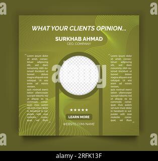 Social media post template or customer feedback review testimonial web banner layout or template Stock Vector