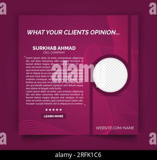 Social media post template or customer feedback review testimonial web banner layout or template Stock Vector