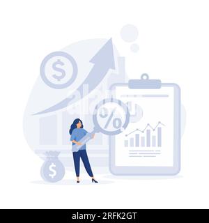 Man looking through magnifying glass at bill, check or invoice, accounting and auditing service for business, flat vector modern illustration. Stock Vector