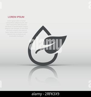 Natural drop water icon in flat style. Liquid vector illustration on ...