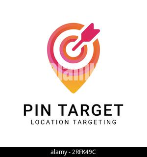 Pin Target Logo Design Target Location Logotype Stock Vector