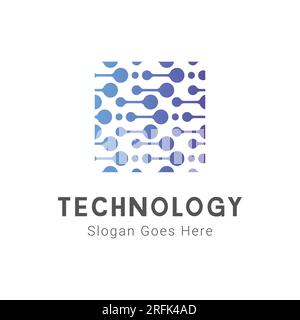 Tech or Technology Logo Design Doted Tech Logotype Square Tech Logo Stock Vector