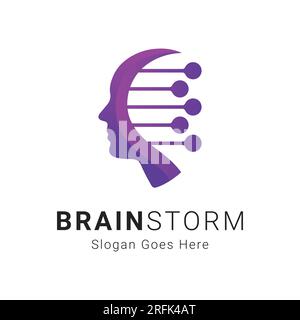 Brain Storm Logo Design Brain Tech Logotype Stock Vector