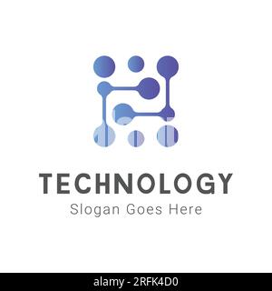 Tech or Technology Logo Design Doted Tech Logotype Square Tech Logo Stock Vector