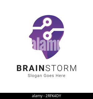Brain Storm Logo Design Brain Tech Logotype Stock Vector