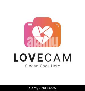 Live Cam Chat Logo Design Love Cam Logotype Stock Vector