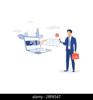 Digital signature, business contract, electronic contract, e-signature concept, flat vector modern illustration Stock Vector