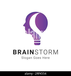 Brain Bulb Logo Design Brain Storm Logotype Creative Idea Stock Vector