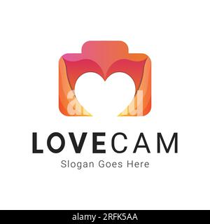 Live Cam Chat Logo Design Love Cam Logotype Stock Vector