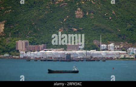 Hong Kong, 2 February 2023 : the oil tank of. China Petroleum & Chemical Corporation or Sinopec.  is a Chinese oil and gas enterprise based in Beijing Stock Photo