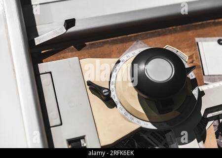 A drawing board details, it is a kind of multipurpose desk which can be used for any kind of drawing, writing or impromptu sketching Stock Photo