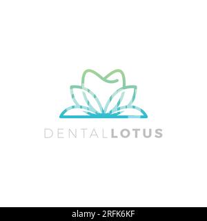 Dental Lotus Logo Design. Dental Flower Logo. Dental Nature Vector Stock Vector