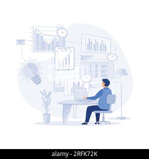 Business intelligence, data analysis,enterprise strategy development, flat vector modern illustration Stock Vector